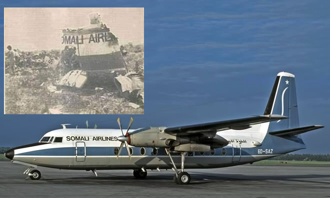 Diyaaradii Somali Airline ee hawada ku burbutay (qaraxday) july 1981. Dhammaan 50 kii qof ee rakaabka ahaana ku dhinteen.